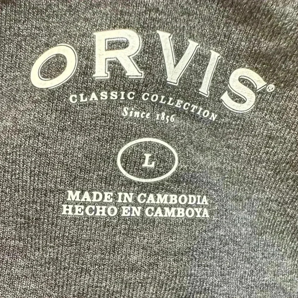 ORVIS Raglan Long Sleeve Shirt Crew Neck Pullover Navy Gray Large - Picture 4 of 5